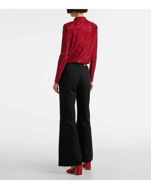 Self-Portrait Red Bluse Mit Kristallen