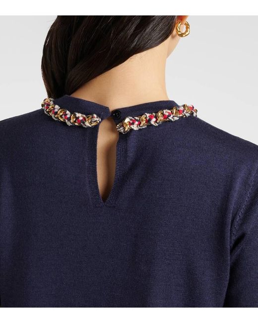 Pull En Laine Et Soie Carolina Herrera en coloris Blue