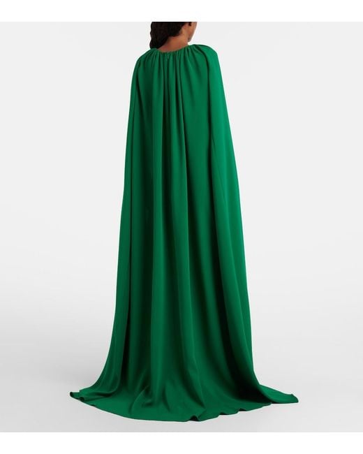 Oscar de la Renta Green Cyclamen Silk-Blend Georgette Kaftan