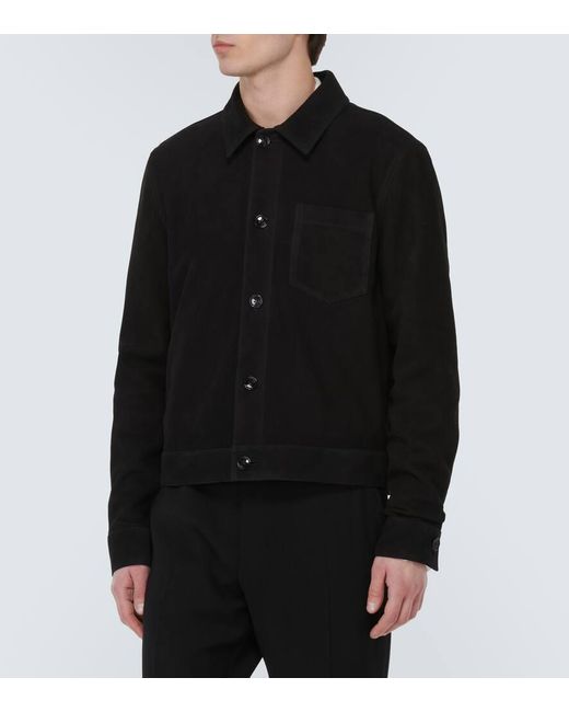 AMI Hemdjacke aus Veloursleder in Black für Herren