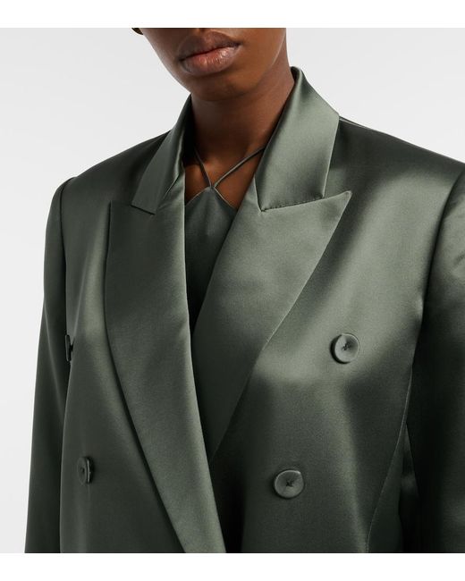 The Sei Green Double-Breasted Silk Blazer