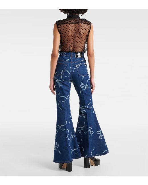 Nina Ricci Blue Printed Flared Jeans