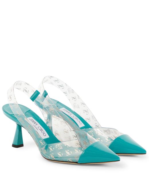 Jimmy Choo Liya 65 Logo Pvc Slingback Pumps in Blue Lyst UK