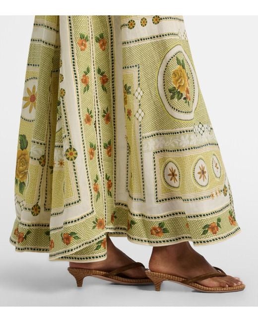 ALÉMAIS Metallic Dixie Belted Printed Ramie Shirt Dress