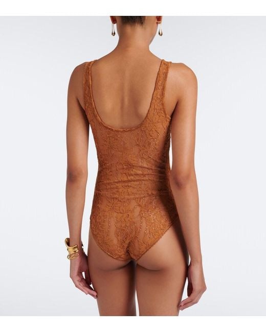 Zimmermann Brown Lace Bodysuit