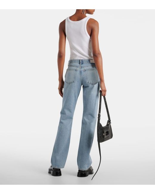 Re/done Blue Mid-Rise Straight Jeans Easy