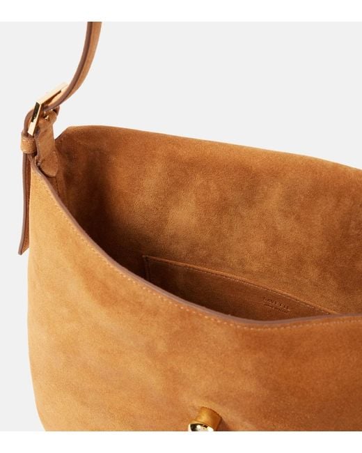 SAVETTE Brown Tondo Large Suede Shoulder Bag