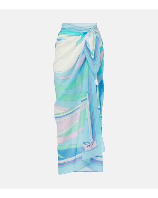 Emilio Pucci Blue Cigni Cotton Beach Coverup