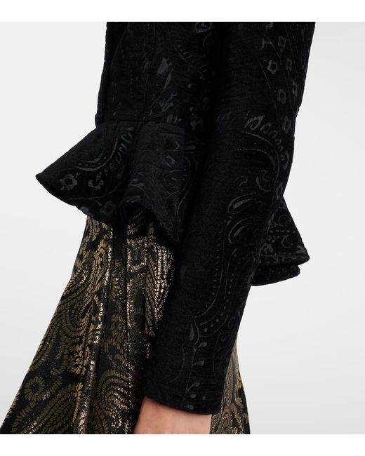 Etro Black Paisley Peplum Blazer