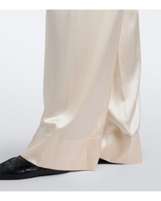 Joseph White Dijon Silk Satin Wide-Leg Pants