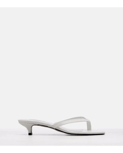 Totême  White Croc-Effect Leather Thong Sandals