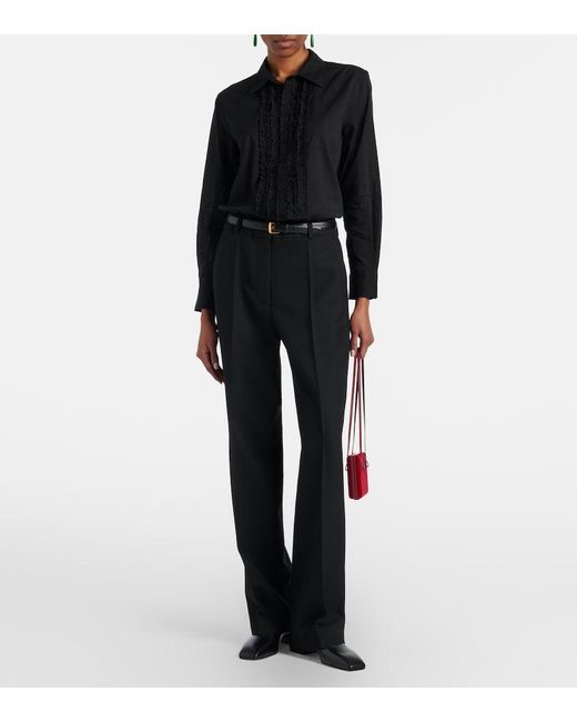 Nili Lotan Black Nathael Ruffled Cotton Shirt