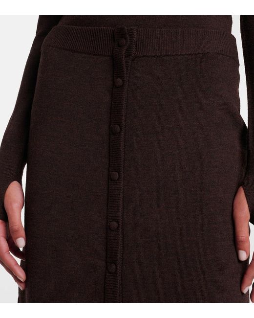 Victoria Beckham Black Knitted Wool-Blend Midi Skirt