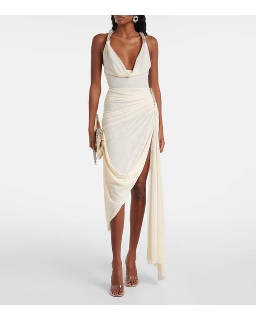 David Koma White Verziertes Midikleid