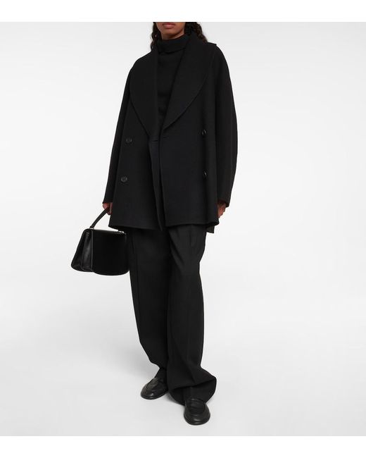 The Row Black Polli Wool-Blend Coat