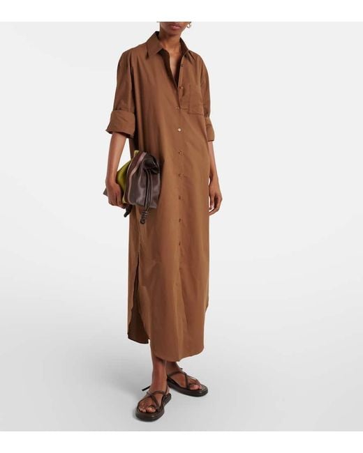 Frankie Shop Brown Hemdblusenkleid Helena Aus Baumwolle