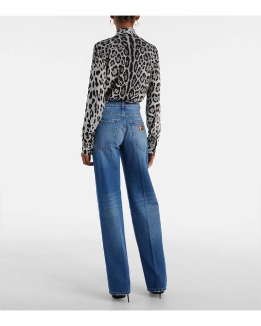 Dolce & Gabbana Blue High-Rise Wide-Leg Jeans