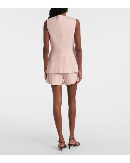 Veronica Beard Pink Lois Linen-Blend Vest