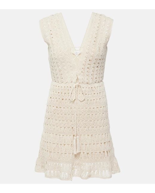 Anna Kosturova Natural Jennifer Crochet Cotton Minidress