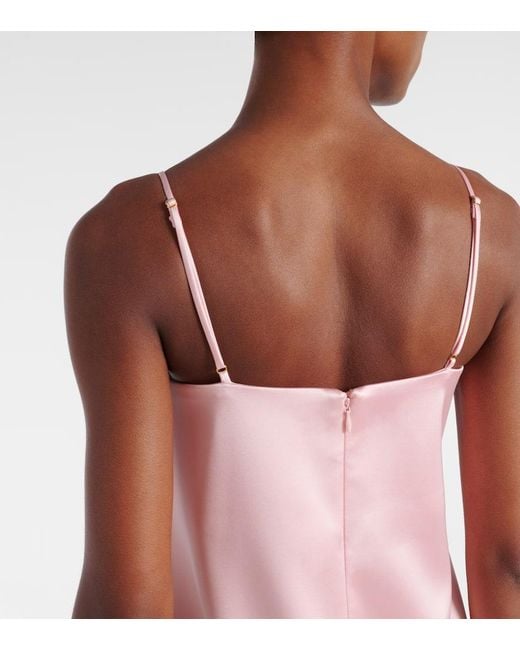 ALÉMAIS Pink Cindy Embellished Satin Slip Dress