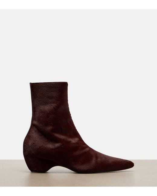 Khaite Brown Sybil Calf Hair Ankle Boots