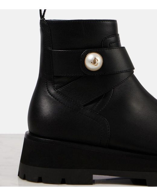 Jimmy Choo Black Meena Leather Ankle Boots