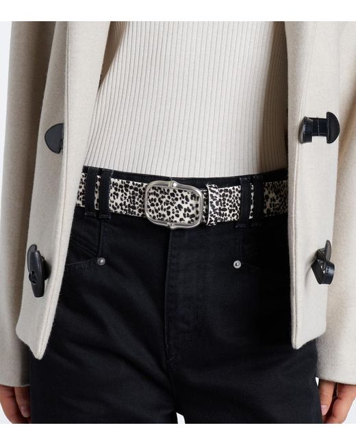 Isabel Marant White Holis Leopard-Print Calf Hair Belt