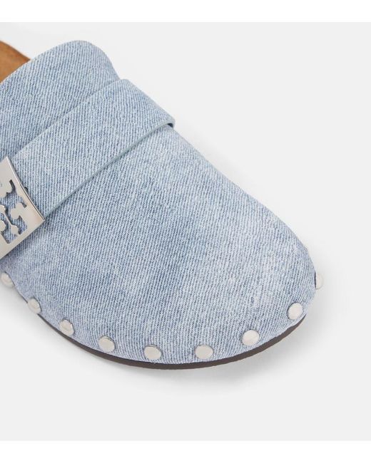 Tory Burch White Mellow Studded Suede Clogs