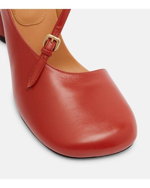 Dries Van Noten Red 95 Leather Slingback Pumps