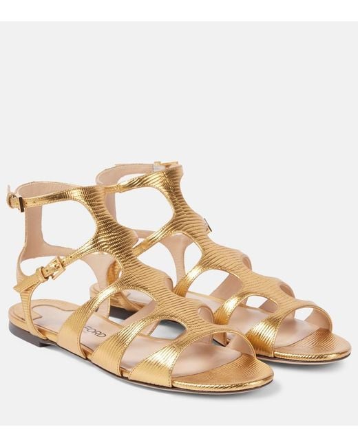 Tom Ford Metallic Paradis Leather Sandals