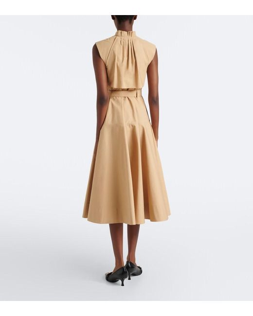 Burberry Natural Caped Cotton Poplin Midi Dress