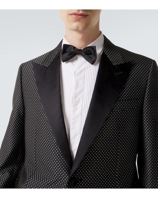 Valentino Black Polka-Dot Jacquard Tuxedo Jacket for men