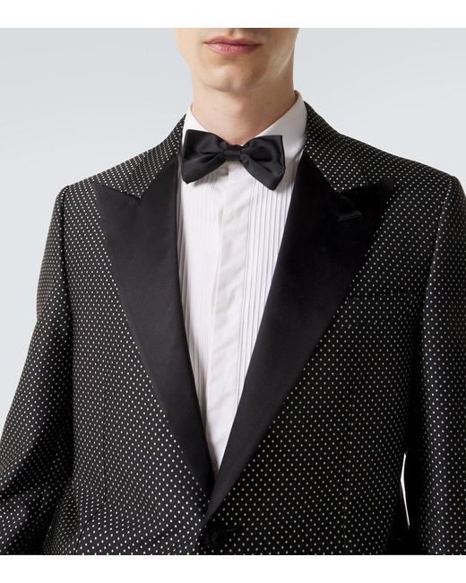 Valentino Black Polka-Dot Jacquard Tuxedo Jacket for men