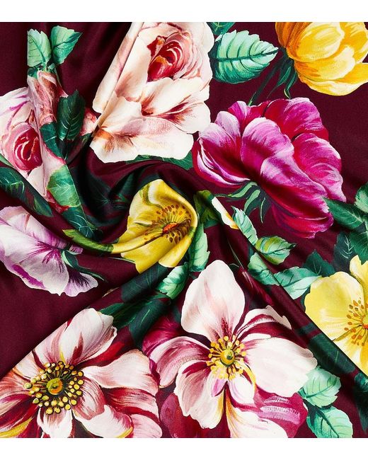 Panuelo de saten de seda floral Dolce & Gabbana de color Multicolor