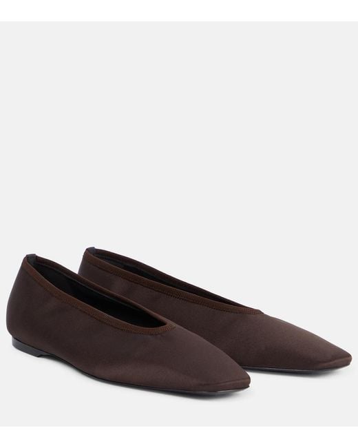 Totême Brown Satin Ballet Flats