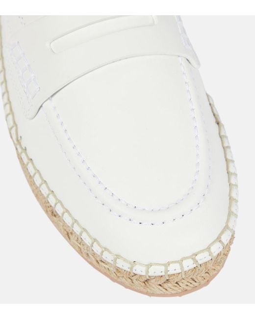 Gianvito Rossi White Lido Leather Espadrille Loafers