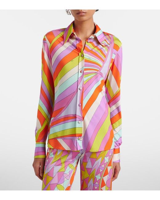 Emilio Pucci Pink Iride Satin Jersey Shirt
