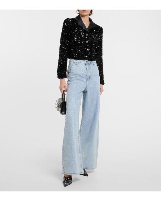 Self-Portrait Black Sequined Cropped Jacket