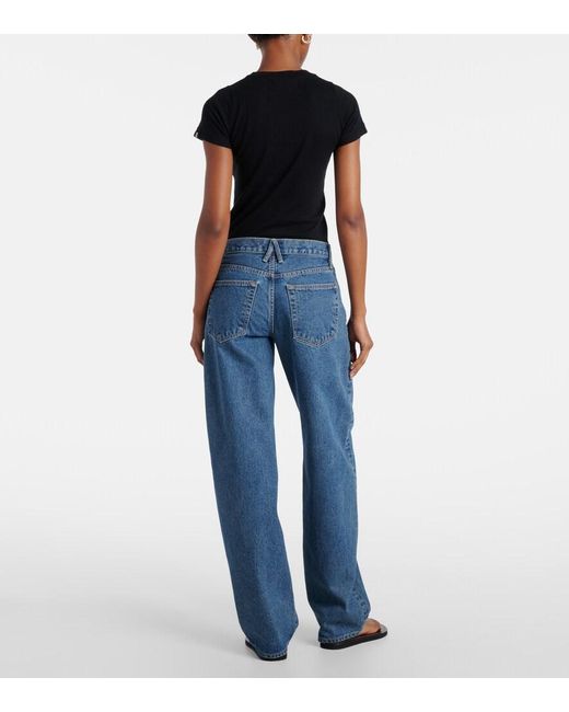 SLVRLAKE Denim Blue Tess Long Low-Rise Wide-Leg Jeans