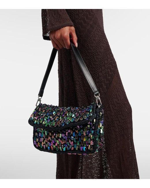 Staud Black Timmy Beaded Shoulder Bag