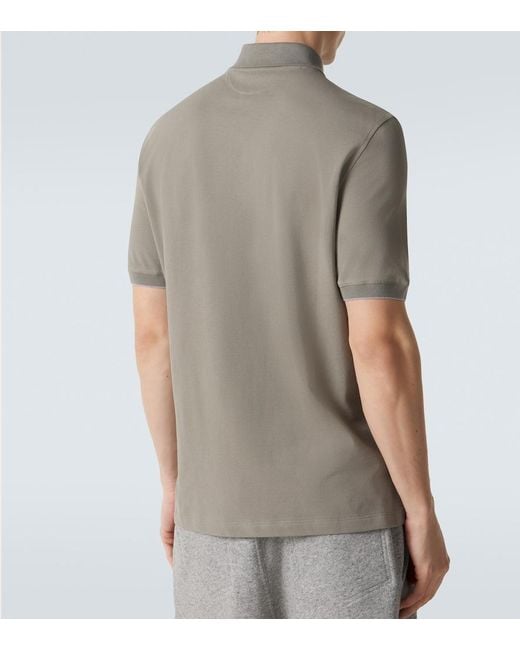 Brunello Cucinelli Gray Cotton Pique Polo Shirt for men