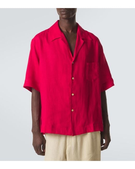 Kiton Red Linen Shirt for men