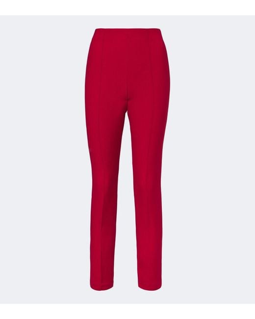 Roland Mouret Red Cropped Wool And Silk Slim Pants
