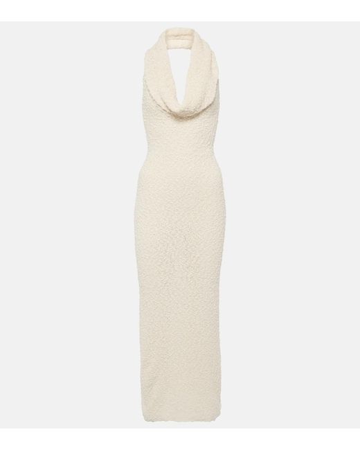 Magda Butrym White Cotton-blend Boucle Midi Dress