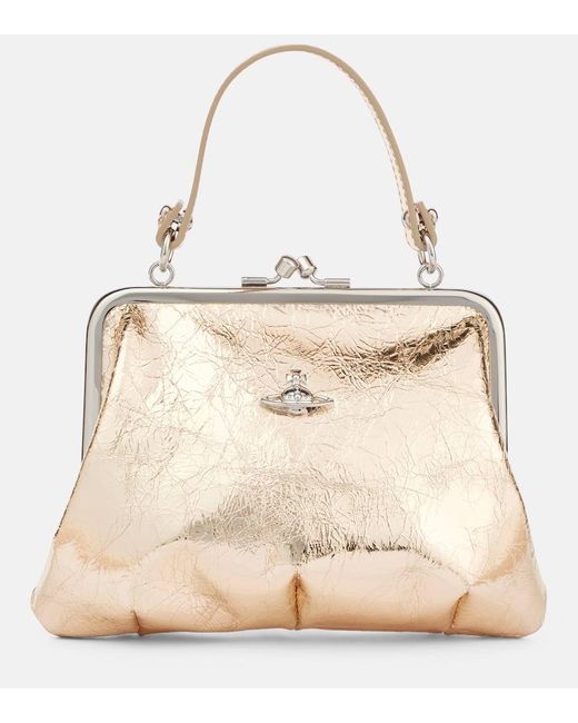 Vivienne Westwood Natural Granny Small Metallic Leather Tote Bag