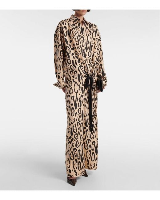 Sportmax White Astoria Printed Silk Twill Gown