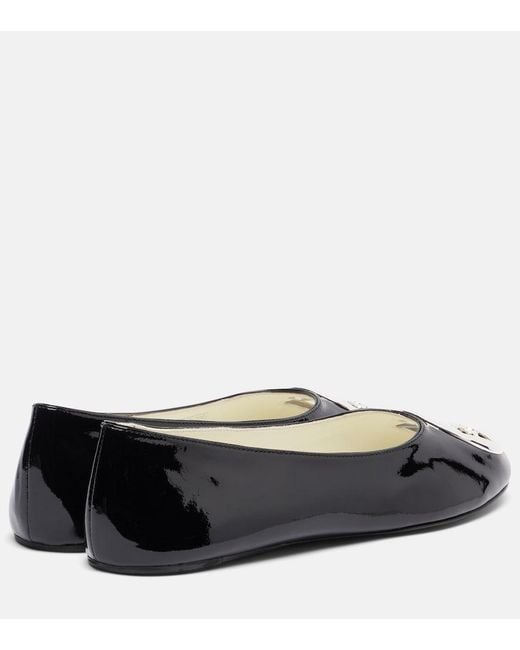Tory Burch Black Reva Patent Leather Ballet Flats
