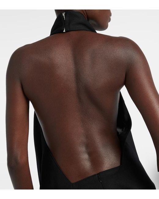 Givenchy Black Asymmetric Draped Wool Cocktail Dress