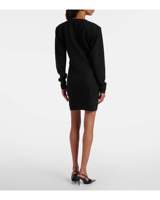 Saint Laurent Black Wool-Blend Minidress