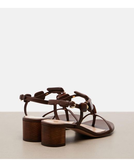 Gianvito Rossi Brown Munduk Embellished Leather Sandals